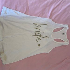 White and gold Bride tank top